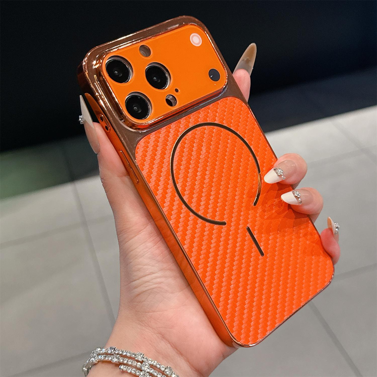 

For iPhone 15 Pro Max Electroplated Phone Case Transfer to 17 Pro Max Shockproof TPU PU Back Cover