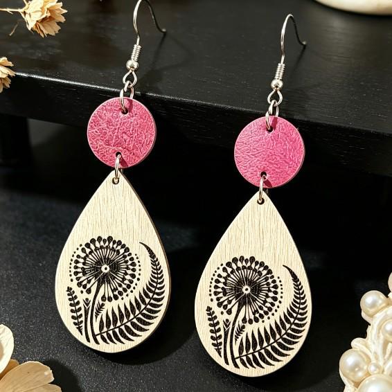 Versatile Dandelion Teardrop Leather Earrings