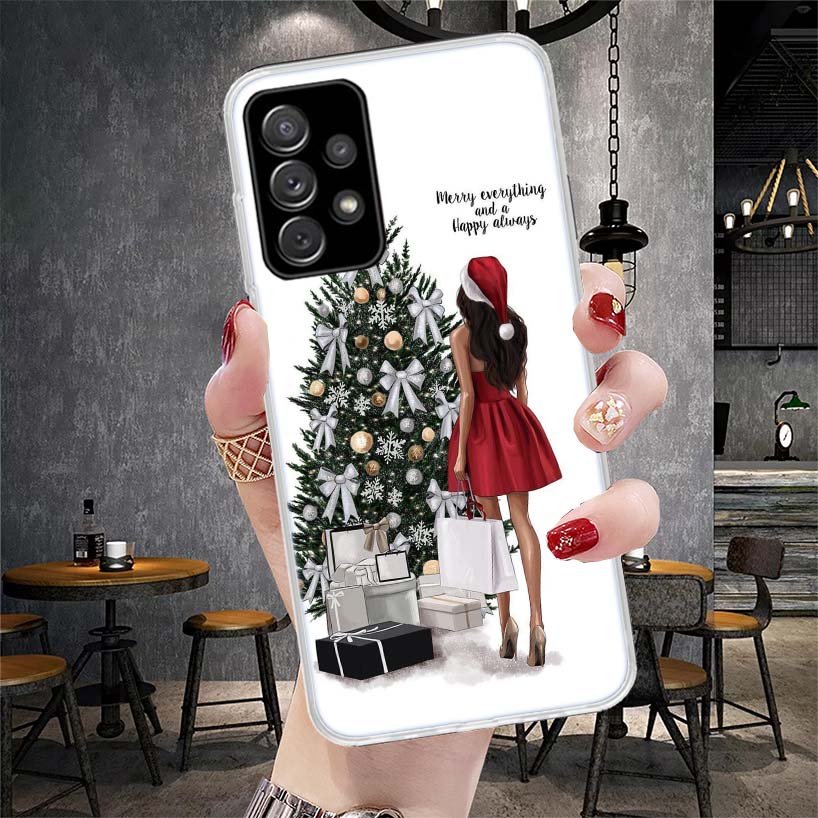 Christmas Girls Tree Gift Phone Case For Samsung Galaxy A13 A14 A15 A16 A17 A53 A54 A55 A56 A57 A33 A34 A35 A36 A37 A23 A24 A25