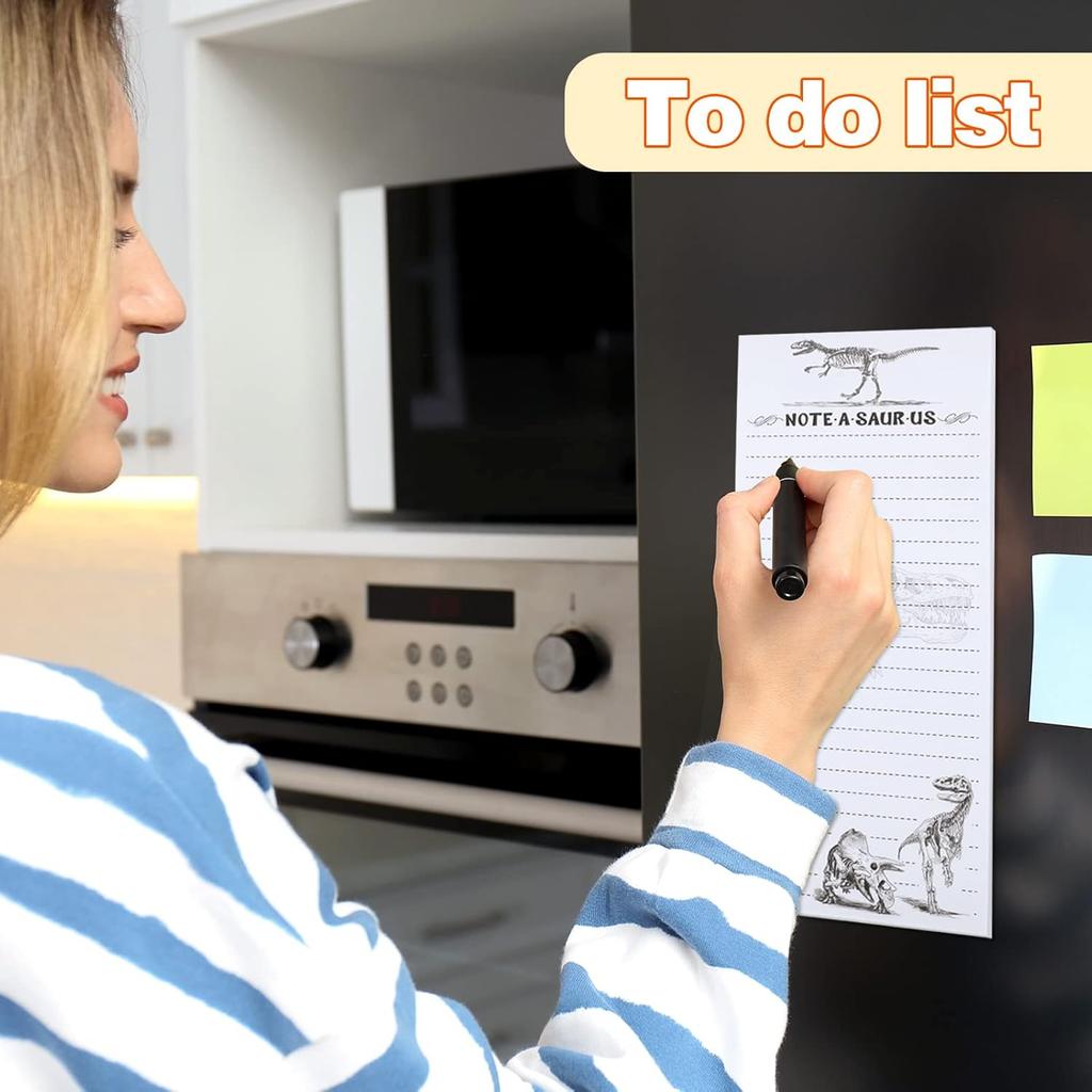 4 Pack 200 Sheets Dinosaur Magnetic Refrigerator Notepads Shopping and to Do List Notepads Fridge Grocery Kitchen Shopping 8. 5 x 3. 5 Inches