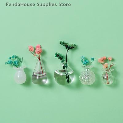 Μίνι Γυάλινο Βάζο Μαγνήτης Ψυγείου DIY Πορσελάνινο Βάζο Λουλούδια Ψυγείο Αυτοκόλλητο Μηνυμάτων Μαγνήτης Φυτού Πράσινο Δώρο Κουζίνα