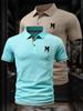 2 Pcs Men's Polo Shirts - Short Sleeve Casual Polo T Shirt Color Block & Stand Collar Slim Fit Golf Shirts
