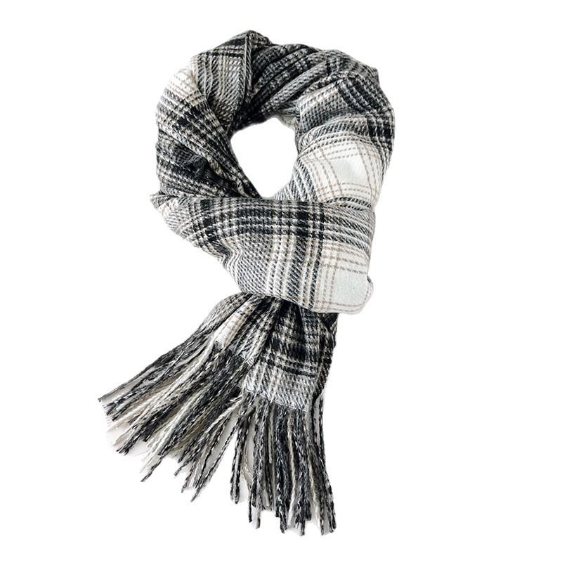 Women Vintage Plaid Thick Warm Long Winter Imitated Cashmere Neck Scarf