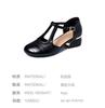 2025 new summer French retro sandals soft leather thick heel medium heel versatile woven word with round head women's sandals