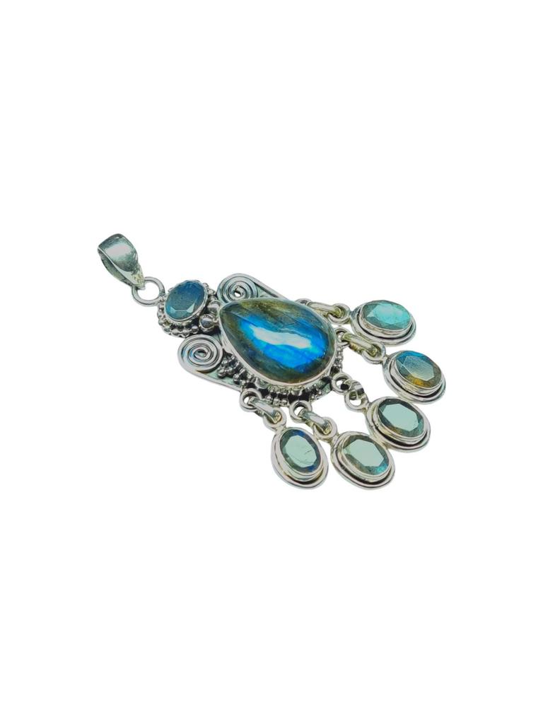 Handmade Labradorite Pendant: 925 Sterling Silver Designer Jewelry