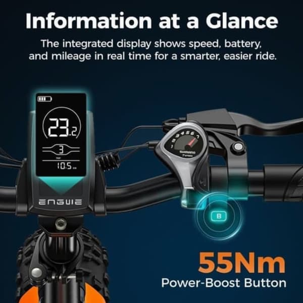 Rower Elektryczny ENGWE EP-2 BOOST - Silnik 250W, Zasięg 120km, E-rower z Grubymi Oponami 20" z Shimano 7-biegowym