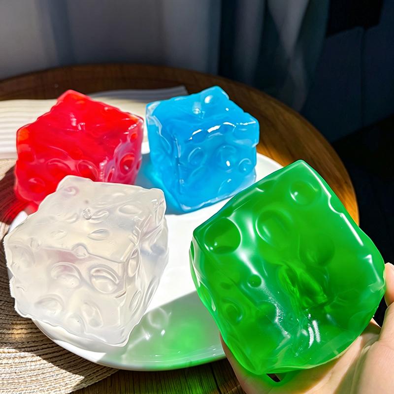 Coconut Oil Cheese Cube Stress Ball - Moldable Shapeable Non-Rebound Squeeze Sensory Fidget Toy For Adult Stress Relief And Rela