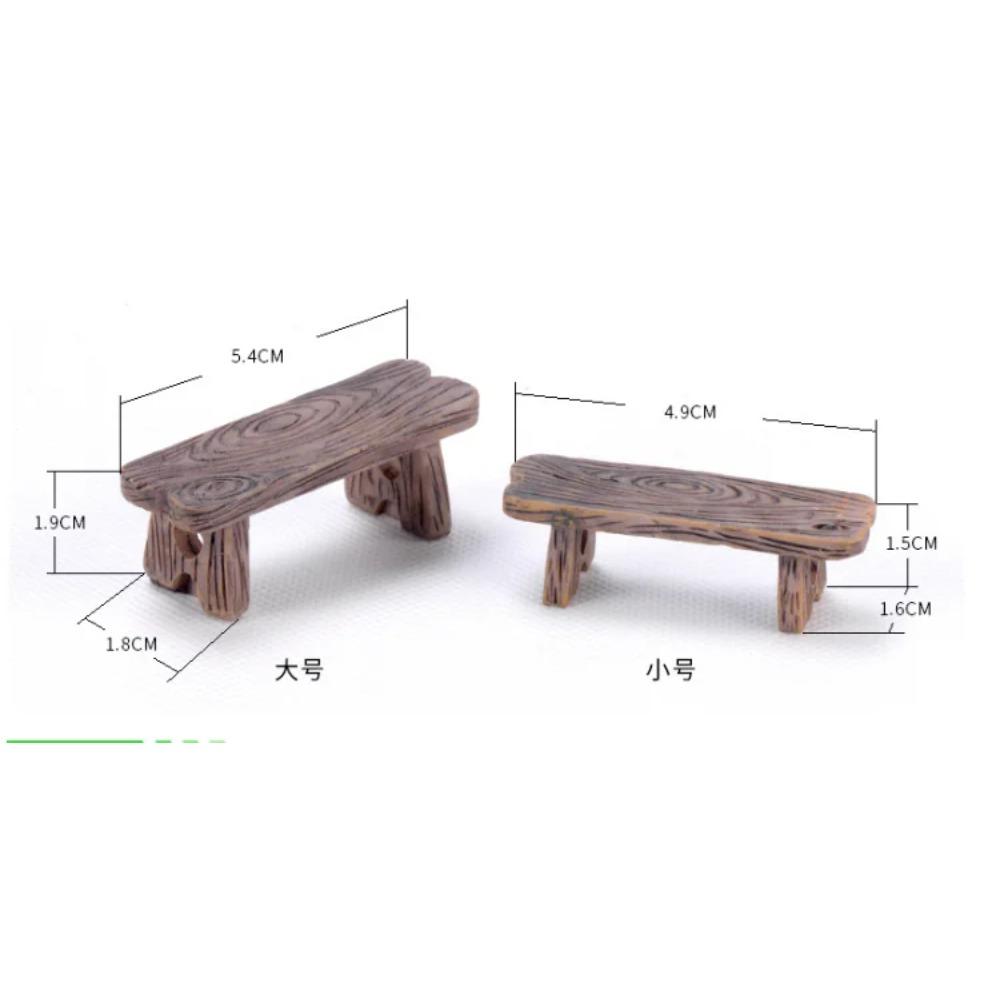 Mini Wooden Park Bench Chair Succulents Bonsai Ornaments Romantic Resin Love Stool Small Ornaments Fairy Garden Figurine Dolls
