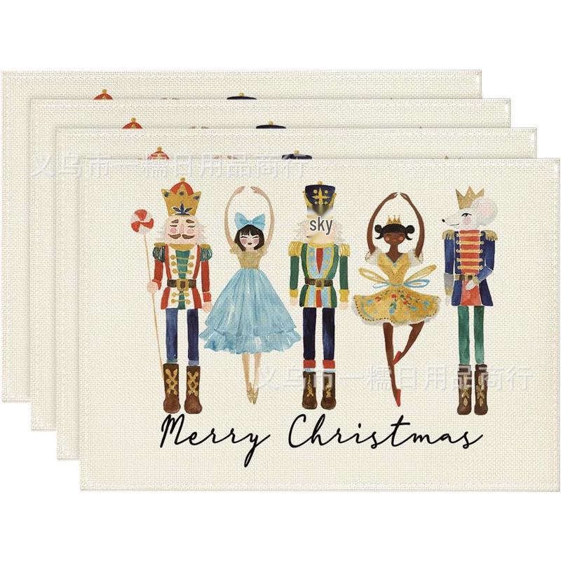 2024 Christmas Linen Table Mats - Washable, Stain-Resistant, Heat-Resistant with Snowflake & Santa Designs