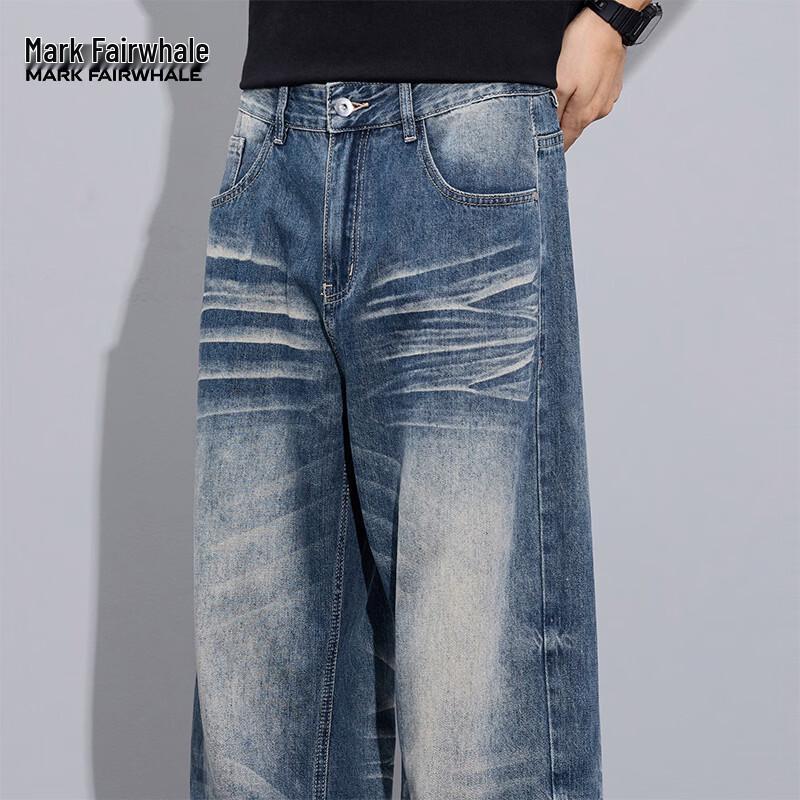 MARK FAIRWHALE Men's Loose Fit Retro Blue Jeans