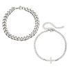 Fashion Cold Wind Stainless Steel Cuban NK Chain Double Layer Stacked Cross Bracelet Men's Hip Hop Street Bracelet Set