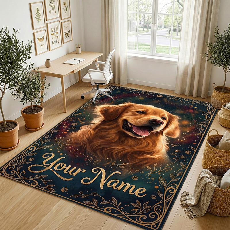 Decorative Artwork Theme Crystal Velvet Rug Personalized Custom Name Text Soft Floor Mat Home Decor