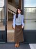 Women's Coffee-Colored Retro Corduroy Skirt - French Autumn/Winter 2025 Design