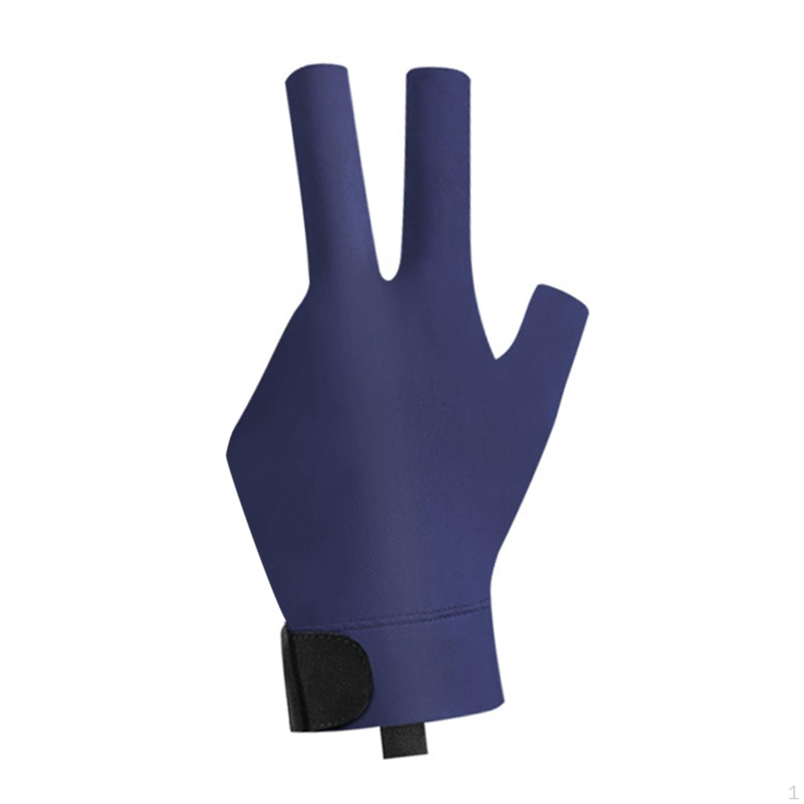 

Перчатка для бильярда с тремя пальцами для снукера, унисекс, аксессуар для кия Left Black Blue L