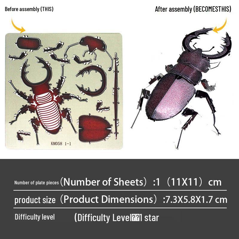 

Полностью металлический 3D-модель насекомого из нержавеющей стали, DIY-пазл-игрушка