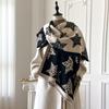 Ladies' Luxury Thickened Winter Scarf - Two-Sided Leopard Print & Star Design Faux Cashmere Jacquard Wool Pashmina Wrap