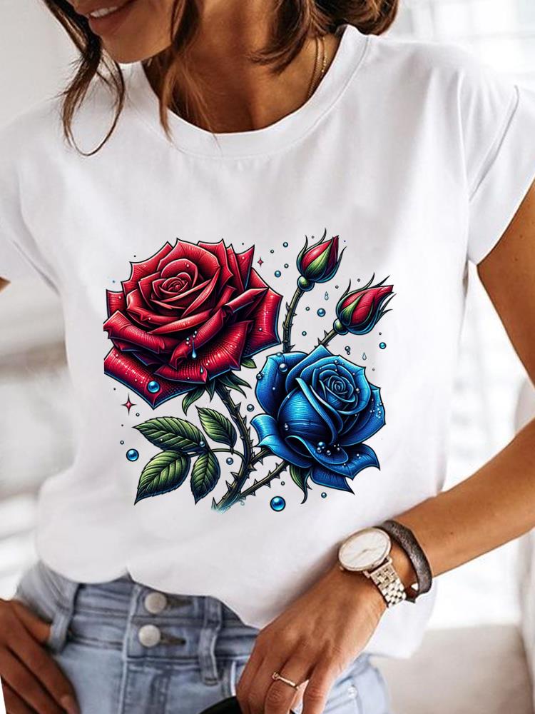 (Asian Size)  Clothing T Shirt sweet plant cute Fashion Tee Print Lady Women Casual Top Short Sleeve Female Graphic T-shirts