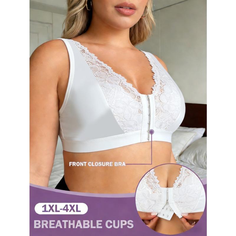 Wireless Front Closure Push Up Plus Size Backless Bra For Women