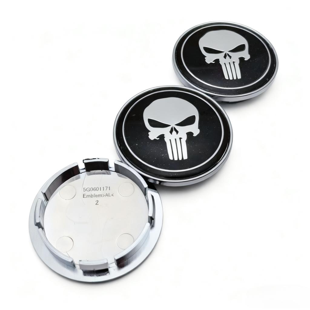 4pcs Skull Logo Badge Car Wheel Center Caps OD 65MM 56MM Wheels Hub Cap Skulls Emblem Rim Hubcaps Cover Replace Car Accessories