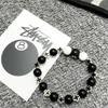 Billiard Black Ball 8 Beads Bracelet Men Women Handmade Beaded Elastic Bracelets Male Hip Hop Rock Grunge Jewelry Accessories