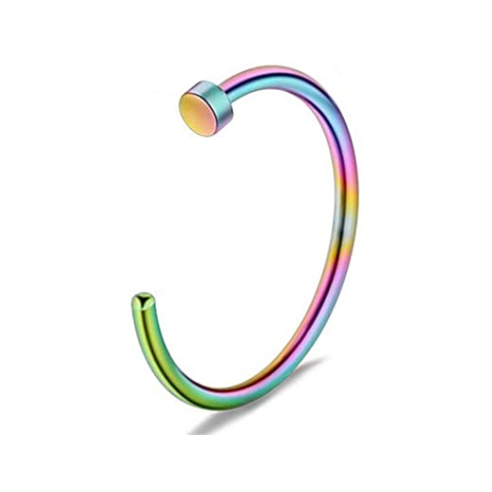 1pcs Stainless Steel Hoop Nose Ring 18G 20G Simple Style Ear Nail Nostril Body Piercing Jewelry 6mm 8mm 10mm 12mm