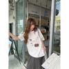 Women's Round Neck Short Sleeve Tee Loose Fit Minimalist Cartoon Letter Print Chic Daily Casual T-Shirt