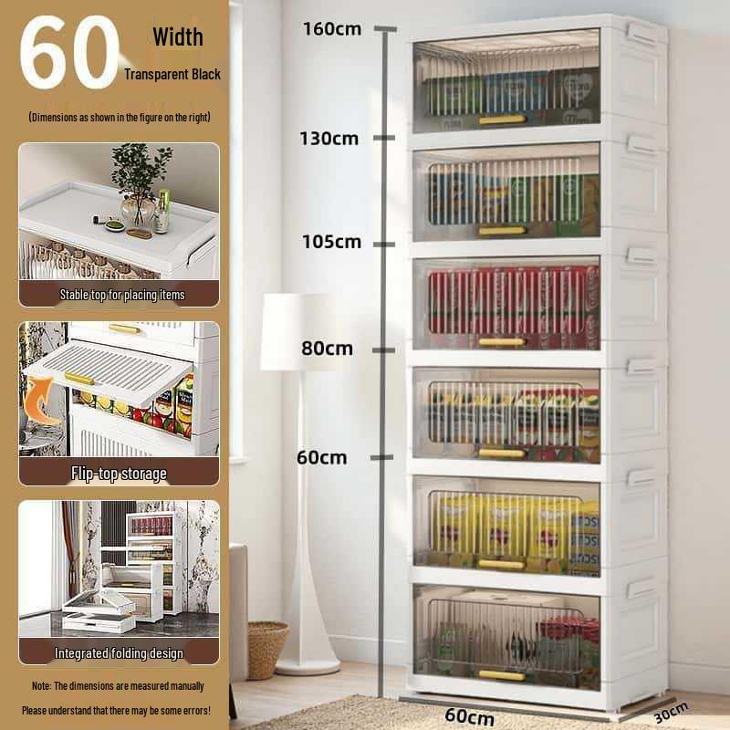 Foldable Five-Drawer Multi-Layer Storage Cabinet for Home, Bedroom, or Kitchen