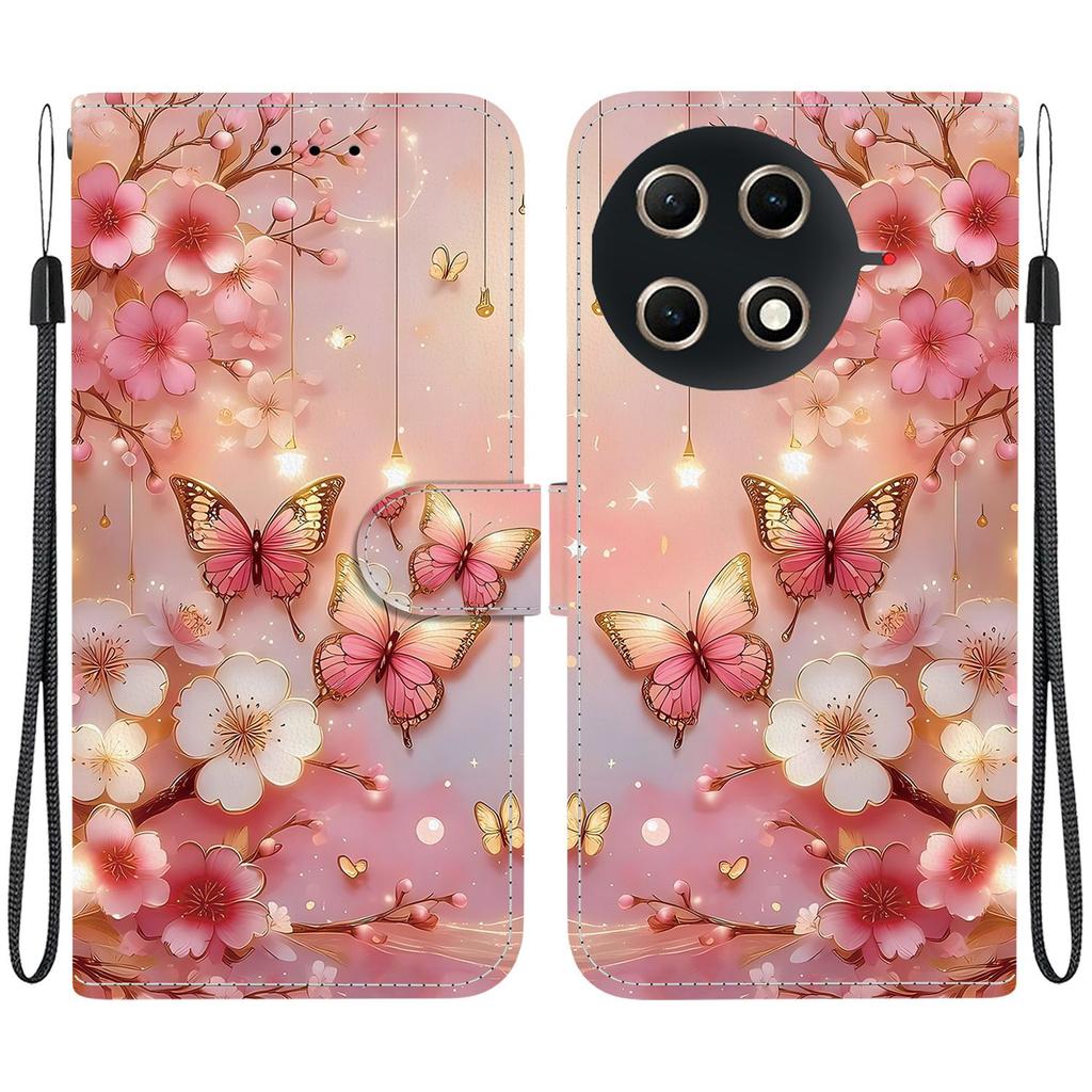 Handmade PU Leather Flip Case for Tecno Camon 30S / Camon 30S Pro Anti-Slip Shockproof Cover with Wrist Strap & Heart/Rose Cat Designs