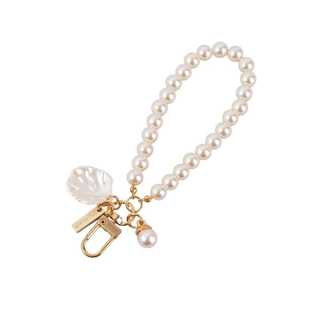 Pearls Keyring Pendant Heart Shape Mobile Phone Chain New Keychains for Women Men pearl shell