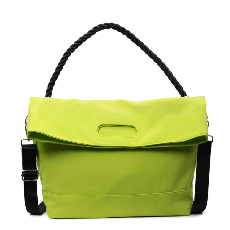 Large Capacity Nylon Shoulder Bags Women Fluorescent Green Casual Totes Korea Cloth Packages Classic Vintage Handbags