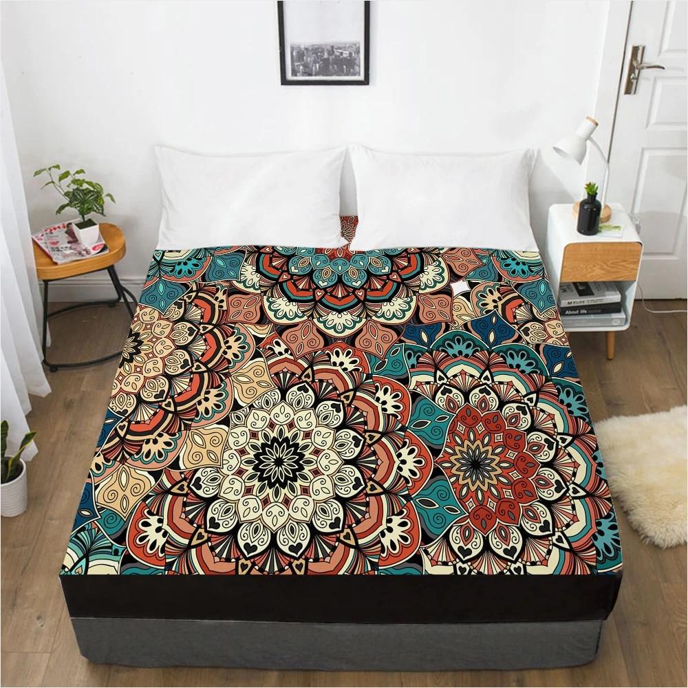 Customize Fitted Sheets Mattress Cover With Elastic Band 3D Bedsheet Linens 90x200 150x200 Bed Sheet Bedding Bohemia