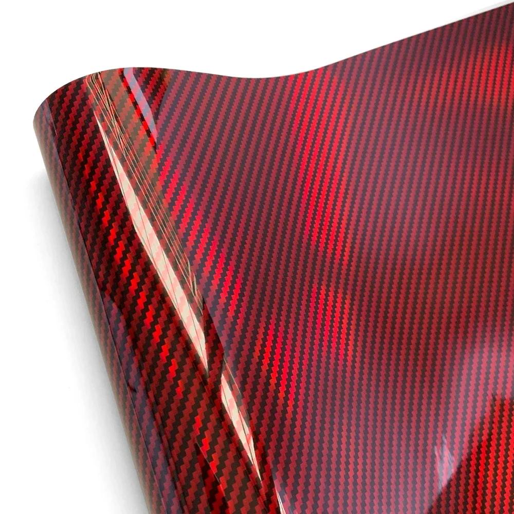 

Carbon Fiber Vinyl Wrap Glossy Red Car Stickers Carbon Fiber Vinyl Sticker Adhesive Film Cover for Motorcycle Car Accessories 10cmx150cm