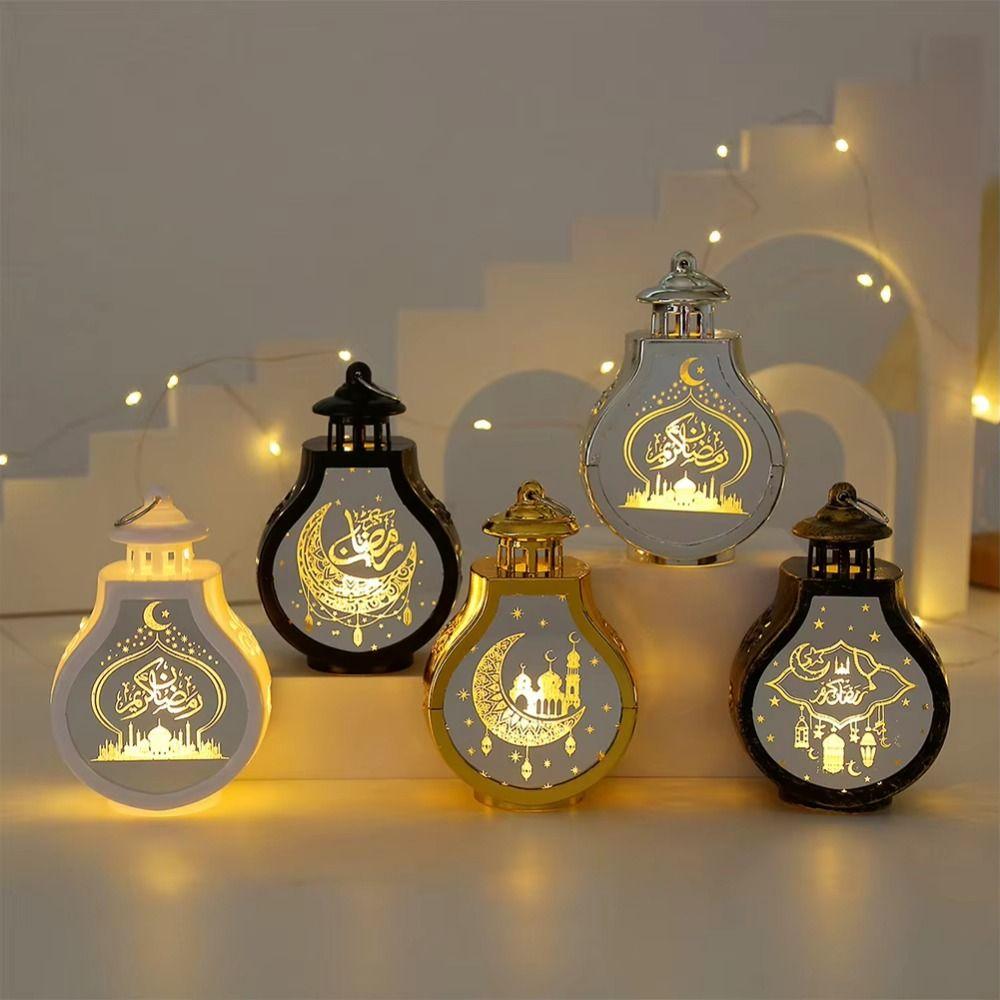 Creative Pear-shaped Candle Holder Retro Vintage Ramadan Lantern Flameless Ramadan Kareem Electronic Candle Lamp Muslim Holiday