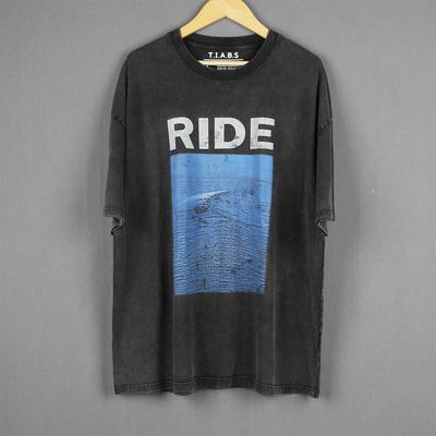 Camiseta Ride Nowhere Banda de Rock Indie Retro Lavada Holgada Hombro Caído Oversize Ropa Vintage Algodón Holgada Camisas Estampadas para Hombre