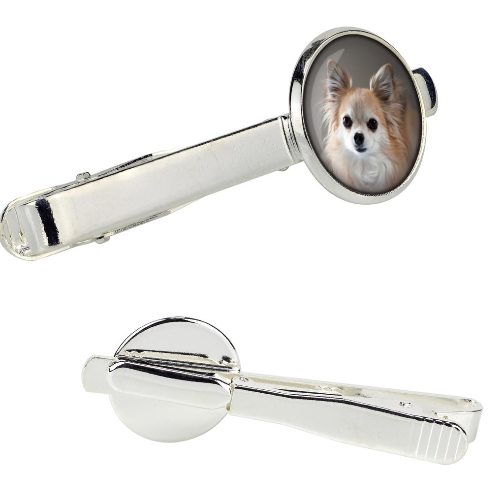 Chihuahua Long-haired - Tie Clip In a Box, Stylish Tie, Personalized Jewelry from the Art-Dog Brand
