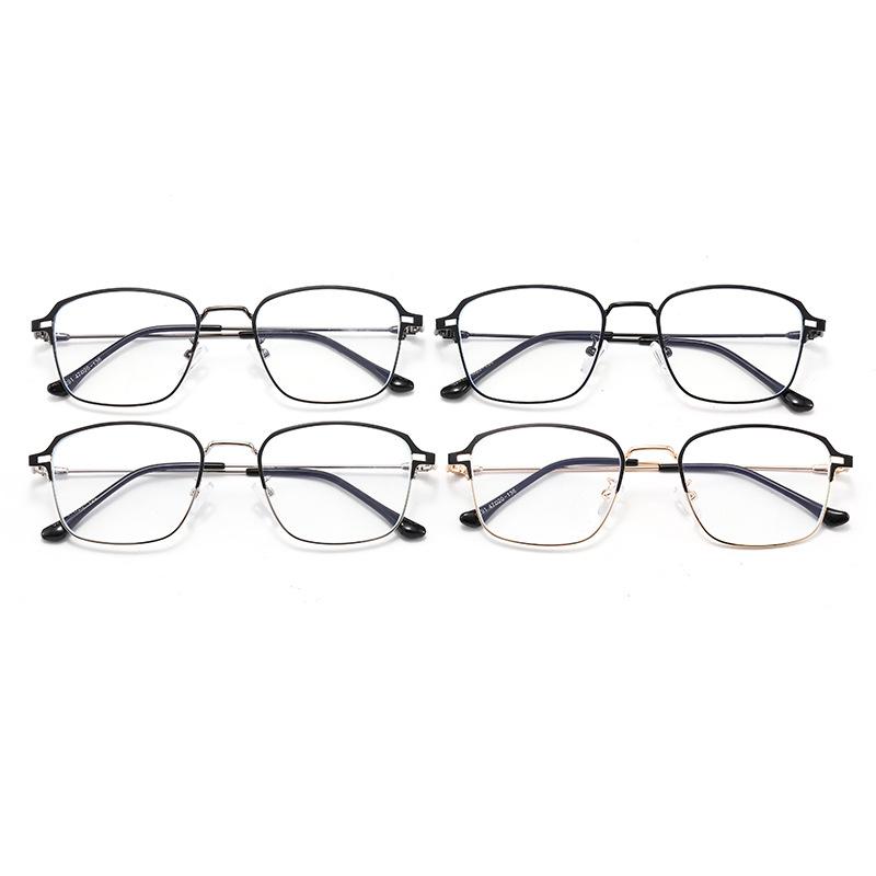 Half-Frame Metal Glasses, Vintage Blue Light Blocking Flat Lenses, Men And Women Can Use Myopia Frames