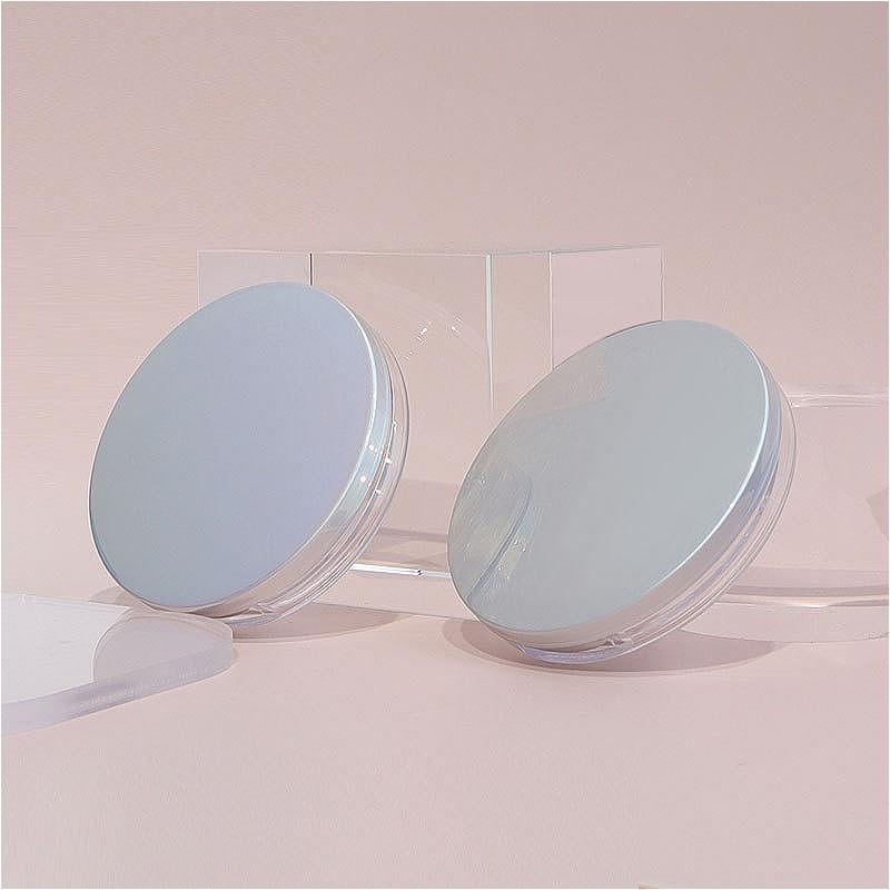 3g Ultra-Thin Iridescent Powder Case with Mirror & Puff, Refillable Loose Powder Container for Makeup Packaging