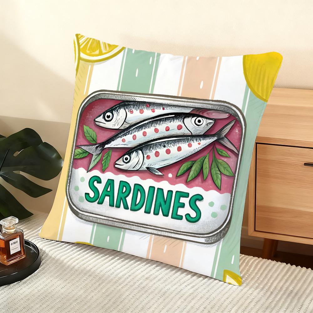 Sardine Can Cushion Cover Soft Short Plush Pillow Cover Smooth Cozy Texture Aesthetic Cushion Case Home Decor
