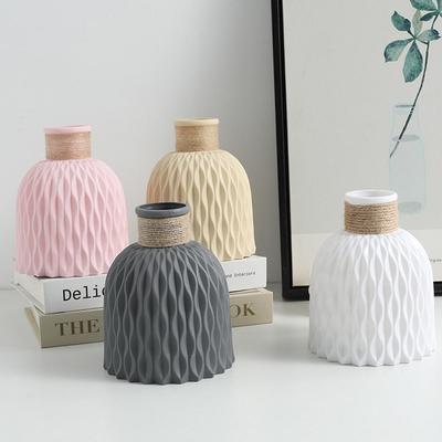 1Pc Water Ripple Plastic Vase Wave Flower Pot Arrangement Modern Nordic Style Home Living Room Desktop Decoration Ornament