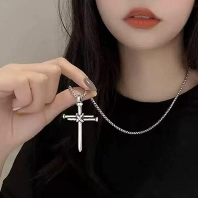 Trendy Non-Fading Titanium Steel Cross Necklace for Men and Women