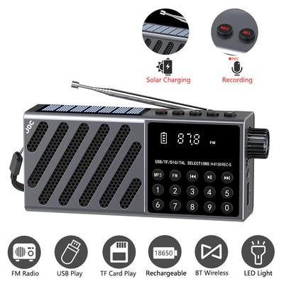 Mini Portable Solar FM Radio Bluetooth Wireless Speaker Rechargeable Radio FM Receiver Support TF Card USB Play Outdoor Speakers