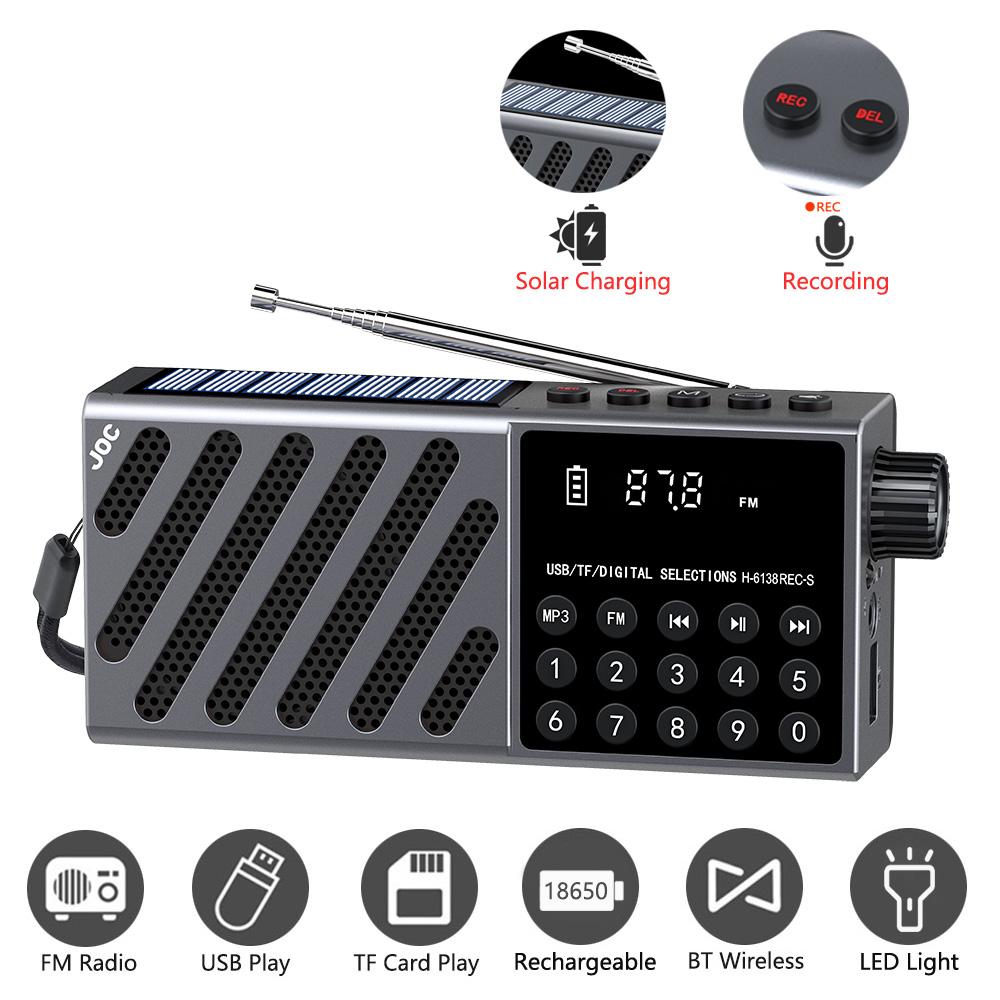 Mini Portable Solar Radio Bluetooth Wireless Speaker Rechargeable FM Receiver Support TF Card USB Play Outdoor Speakers