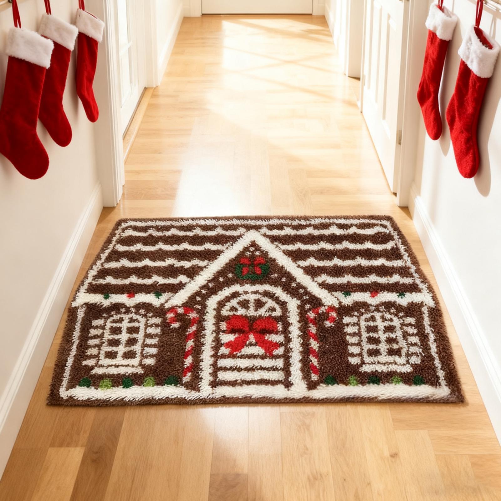 

Christmas Cottage Floor Mat Christmas House Doormat Non Slip Christmas Doormat Winter Kitchen Bath Outdoor Floor Mat 60x90cm CN