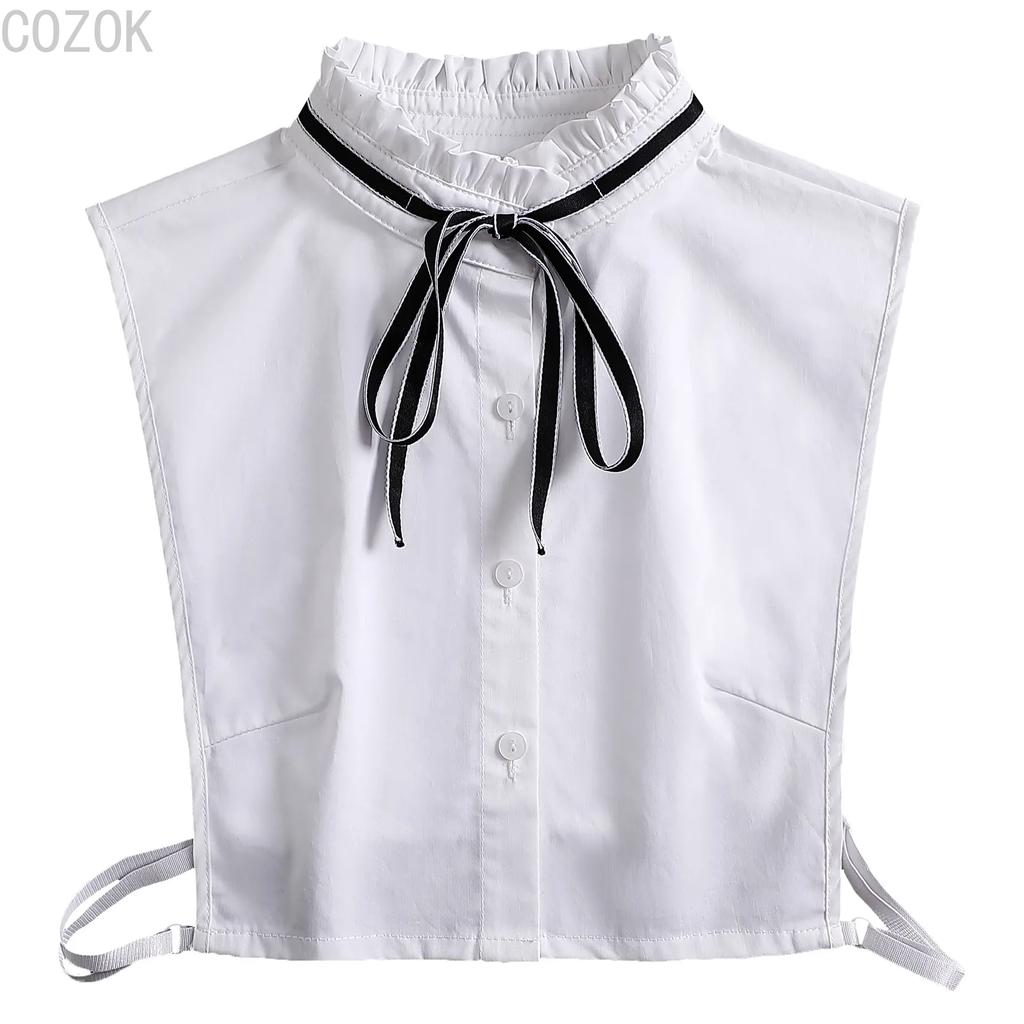 Girls Bowknots Lapel Shirt Detachable Collar Autumn Sweater Blouse Women Fake Collar Girls Removable Shirt Neck False Collar