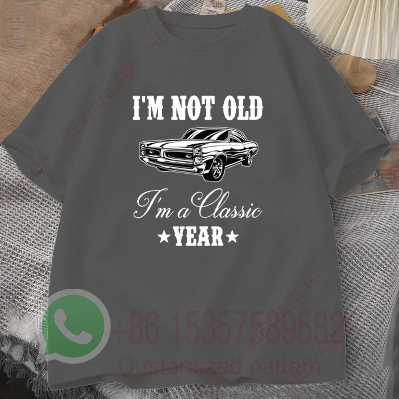 Im Not Old Herren T-Shirt Sommer Trainingsanzug Rundhals Pullover Kurzärmelig Harajuku Baumwoll Sweatshirt Lässig Atmungsaktiv Streetwear