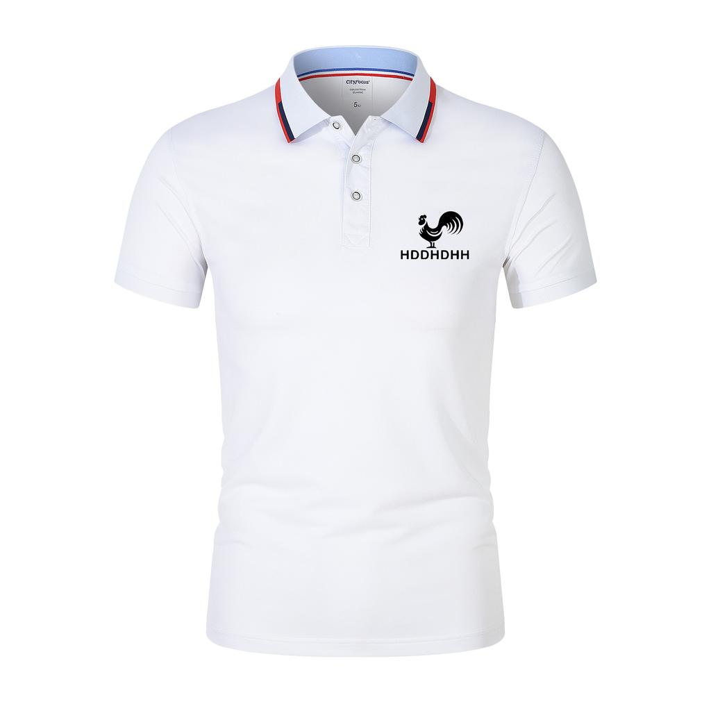 Summer Men's Polo Shirt Casual Breathable Quick Drying Slim Fit T-shirt  HDDHDHH Chicken Pattern Lapel Business Fitness Outdoor