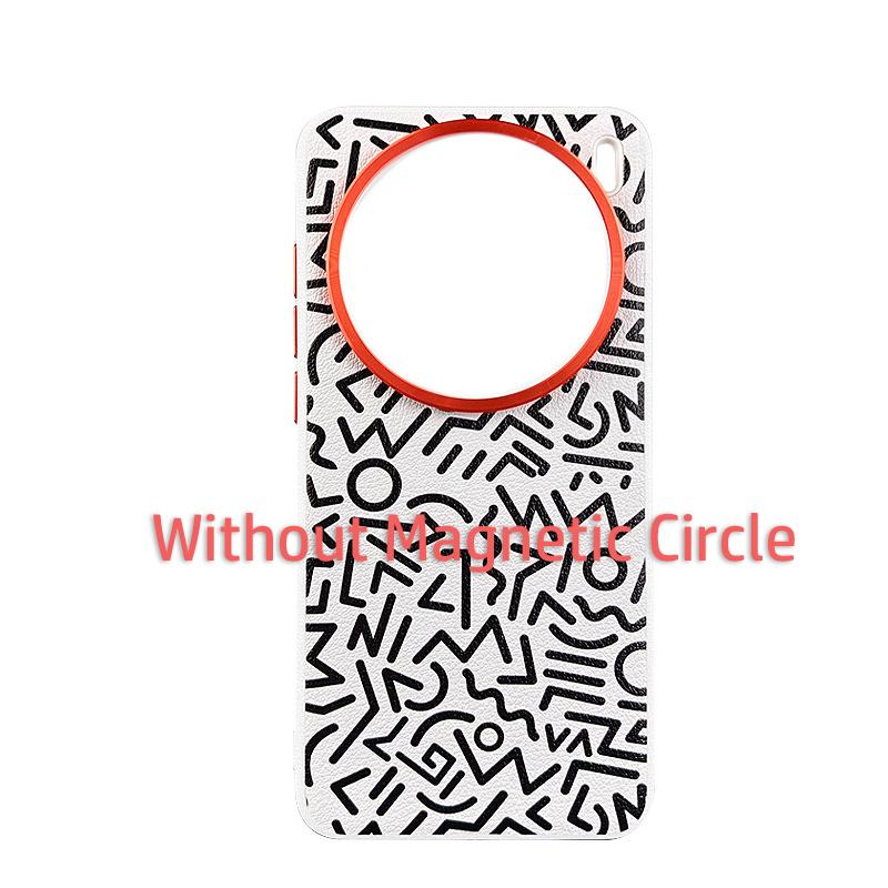 Graffiti Case For Vivo X200 Ultra and X200S Magsafe Wireless Charging Lens Protection Anti-slip Grip Plain Vegan Leather Cover