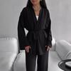 Women's Autumn Casual Two-Piece Set: Waist-Cinching Belted Cardigan & Long Pants