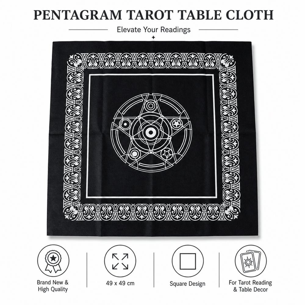 Pentagram Board Game Mat Black White Decorative Tablecloth New Tarot Table Cloth Tarot Reading