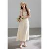[Chunjian] French retro short sleeved one shoulder embroidered dress Bohemian gentle temperament vacation long dress